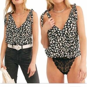 Free People Intimately Bare It All Bodysuit Leopard Print Size XS